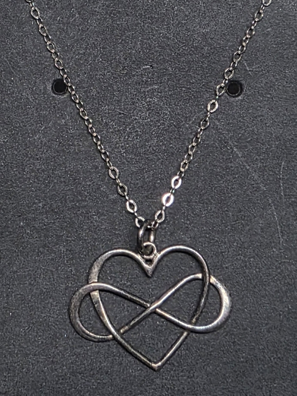 Silver Heart Infinity Pendant Necklace - Elegant Women's Jewelry
